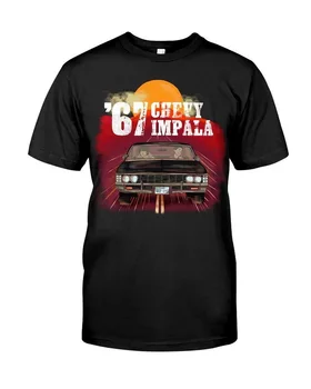 Övernaturliga 67-Chevy Impala Sam och Dean Winchester Svart T-Shirt S-3Xl Varma Sommaren Casual Tee Shirt