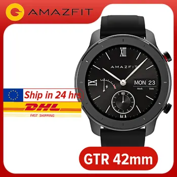 【EU-Lager】【Fri Frakt】Globala Versionen Amazfit GTR 42mm Smart Klocka GPS-Klocka 12 Dagar 5ATM Vattentät Music Control 1.2