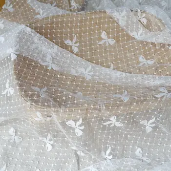 1,5 m brett kvalitet mesh garn båge dot mesh-stretch spets tyg DIY bröllop primer tillbehör