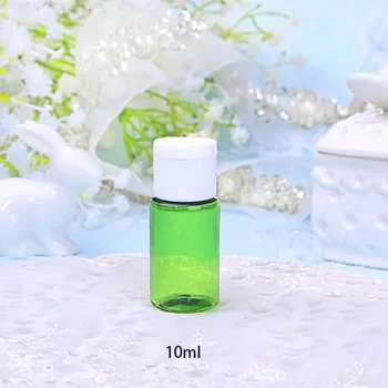 10 ml plastflaska med Vit-Svart-Flip-Lock för Eterisk Olja Toner Frgrance Amber Grön Blå Rosa Blå Klar 50st/mycket P082