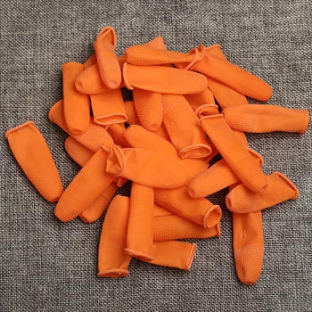 100 St/set Latex Fingertoppen Handskar Anti-statisk Icke-slip Disponibla Orange Fingertoppen Skydd Handskar, L
