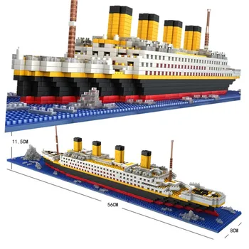 1860pcs Titanic Sätter Rms Kryssning Båt Fartyg Modell byggstenar Siffror Leksaker Diy Diamond Mini-3d-Tegel Kit Leksaker För Barn