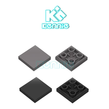 200st/massa NYA Kennie DIY-MOC byggstenar Kompatibel med NR.11203 2x2 omvänd ljus panel 26# Platt Kakel 2X2 Inv. svart-grå