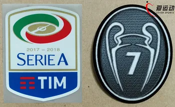 2017-2018 Milano plåstret som 17 18 Lega Calcio Serie A fotboll patch+grå 7 gånger vinnare trophy patch 7: e champion cup