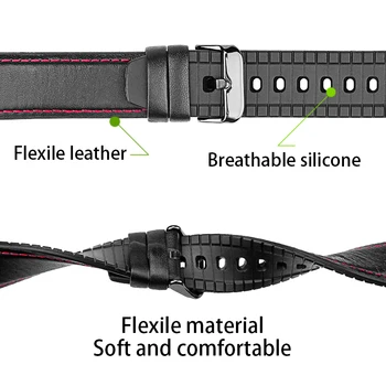 22mm läder/silikon klocka armband för ticwatch pro Ersätter klockarmband av läder titta på bandet och se tillbehör
