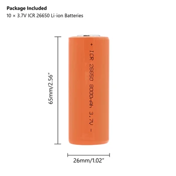 26650 Batteri 3,7 V 8000mAh Li-ion laddningsbart Batteri säker batterier Industriell användning ska batteriet höga utsläpp stora nuvarande