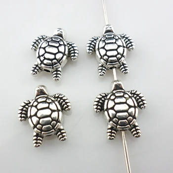 33pcs Tibetanska Silver Sea Turtle Sköldpadda Charm Lös Spacer Pärlor 11x13mm DIY Smycken Resultat