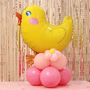 3st Tecknat Folie Ballonger Vackra Kycklingar Mönster Mylar Helium Ballonger Motiv för Födelsedagsfest Fetival Bröllop (Gul)