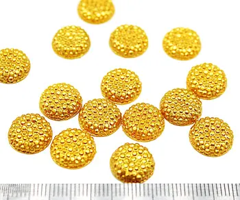 500pcs 12mm Rund Kristall Druzy guld harts färg Gem Rhinestone halv runda med Platt Baksida Harts Glitter Cabochon Utsmyckningar