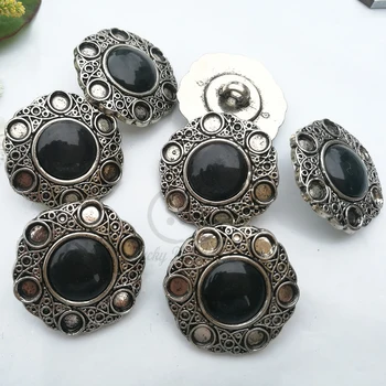 50st 28 mm Skaft silver botten svart att sy dekorativa knappar för halsdukar hattar, väskor kläder hantverk tillbehör leveranser