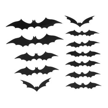 60st Halloween 3D Party Supplies Fönster Dekor Skrämmande Plast Dekoration Dekaler Terror Bat väggdekaler