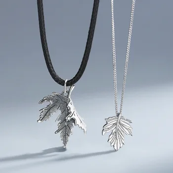 925 Sterling Silver Par Smycken i Romantisk Maple Leaf Halsband Kvinnor Män Ursprungliga Handgjorda alla Hjärtans Dag Födelsedagspresent