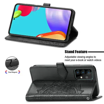 A12 A02S A42 5G 2020 Flip Case 3D-Mandala Läder Slot Card Phone Skal för Samsung Galaxy A52 A72 Plånbok Täcka En 12 42 52 Coque