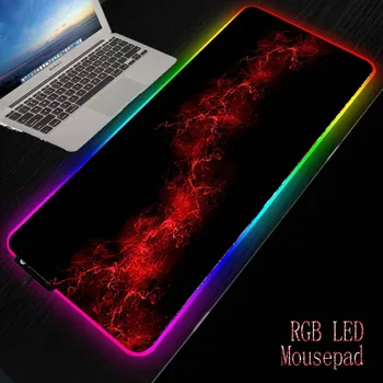 Abstrakt Röd Belysning Mousepad Gamer LED RGB Stora Gaming musmatta Bästa Bärbara Pc-Tillbehör Tangentbord och Utflyktsdisk Mats XXL