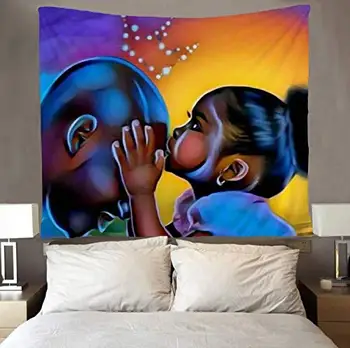 African American Älskande Par Gobelänger Wall Art Afrikansk pappa och Dotter Kärlek