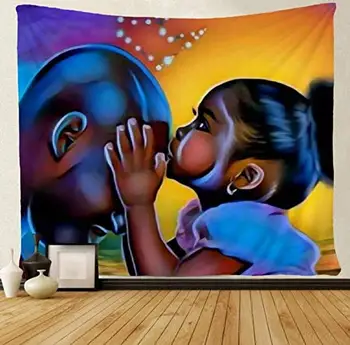 African American Älskande Par Gobelänger Wall Art Afrikansk pappa och Dotter Kärlek