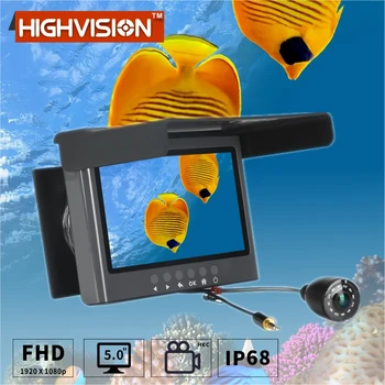 AHD HD 5.0 Tums Bildskärm 30M 2 Megapixel Fish Finder Fiske Kamera LED mörkerseende 180 Grader Kamera För Fiske