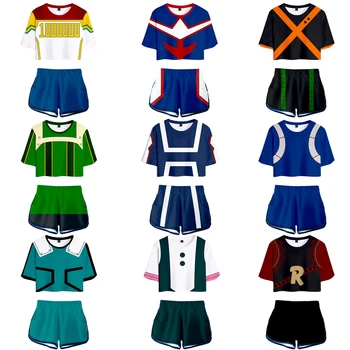 Anime Min Hjälte den Akademiska världen Cosplay Två Bit Uppsättningar Kvinnor Sexiga T-Shirt Shorts Min Boku No Hero Akademi gym uniform Flickor Träningsoverall