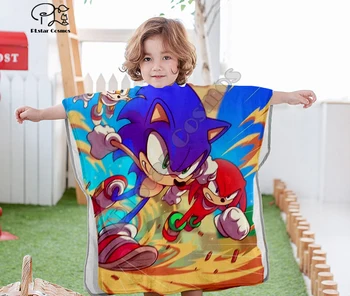 Anime-Super Sonic Tecknad roliga Maskerade baby Pojkar och Flickor Handduk Bärbara Bad Handduk För Barn Resa 3D-print Beach Handdukar