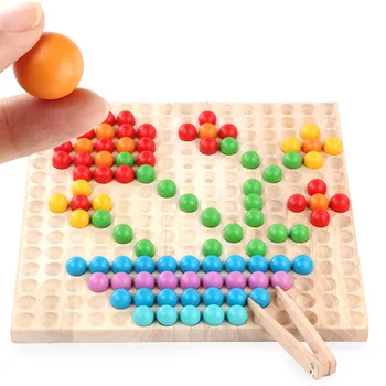 Barn tidigt lärande pedagogisk leksak montessori trä-ball puzzle ny design regnbåge färg bollar mycket hög kvalitet