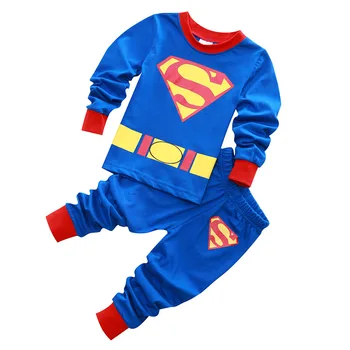 Barnens Pyjamas Våren långärmad TShirt+Pant Sport Ställa Tecknat Spiderman Unge Pojke Flicka Barn Sliprar Sleepwear fri frakt