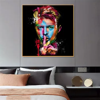Berömda Rocker David Bowie Porträtt Duk Målning Affischer och Utskrifter Bar Vägg Konst Bilder för Vardagsrum heminredning