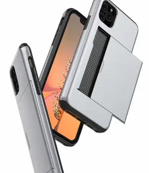 Bild Kreditkort Kortplats Plånbok Phone Case För iphone 11ProMax Rustning TPU Stötsäker Capa För iPhone 7 8 Plus X XR XSMAX telefonen fall