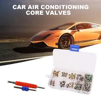 Bilen Luftkonditionering Core Ventiler 102PcsR12 R134A Bil A/C Ventil Kärnor w/Removal Tool för Bil Air Contitionaing Reparation