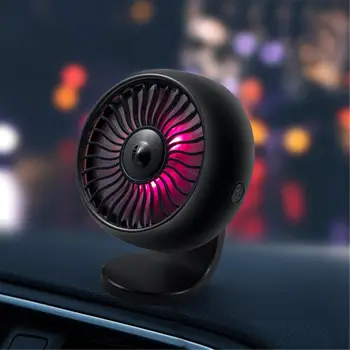 Bilen usb-Fläkt 360 Graders Vridbar LED-Lampor USB Power Bil Auto Kraftfull Kylning Luft Fläkt För Bil Avluftare Monterat