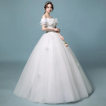 Bröllop Klänning Brud, Plus Size Wedding Dress Flower Lace Klänningar Vestidos De Novia Balklänningar