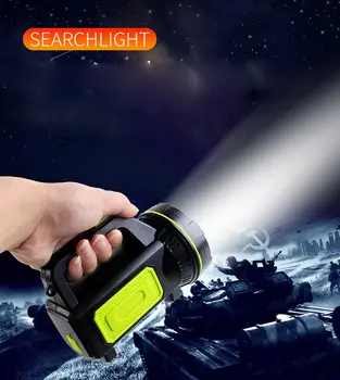 Bärbar strålkastare uppladdningsbara spotlight 500m utbud jakt lampa med ljus från sidan kraftfull LED-ficklampa lykta