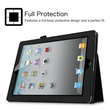 Case Cover för iPad Air 2 modell A1566 A1567 Auto Sleep/Wake-Up-PU-Läder för iPad Air 1/2 Hela Kroppen Skyddande Fall som Glas