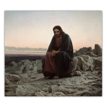 Citon Ivan Kramskoi《Kristus i öknen》Canvas Tavla Konstverk Affisch Bild som Bakgrund Inredning Hem Vardagsrum Inredning