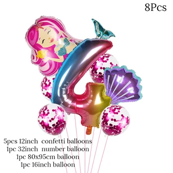 Cyuan Mermaid Ballonger mermaid svans antalet Ballonger ställa Mermaid Party Födelsedag inredning flicka lilla sjöjungfrun leveranser babyshower