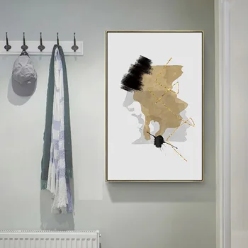 DDHH Väggen Skriva ut Svart och Grå Gyllene Abstrakt Målning Tryck på Duk att Måla Affischer Dekorativa Vägg Bilder för Vardagsrummet