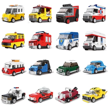 Decool technic Smart T1 Ambulans Sjukhus polisbil Skapare City Mini Dra Tillbaka Bilen byggstenar Leksaker För Barn är Gåvor