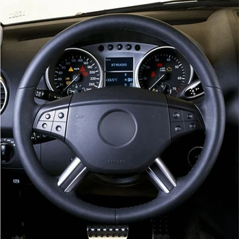 DIY-Svart Konstläder Bilens ratt Täcka för Mercedes Benz W164 M-Klass ML350 ML500 X164 GL-Klass GL4