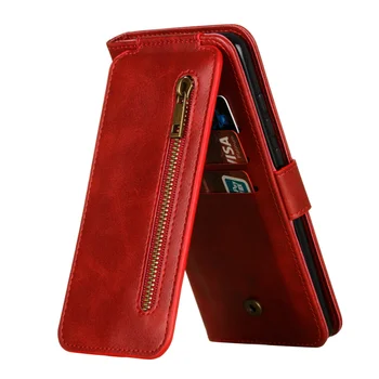 Dragkedja Wallet Case för Xiaomi Redmi Not 9 Pro Max 8 Pro-8A 7A K20 Multifunktion Flip Läder täckning för Mi 10T 9T A3-cc9e X3