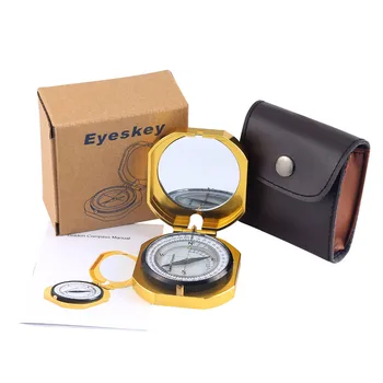 Eyeskey Navigering Metall Golden Compass Handhållen Lätt Jakt Camping Geologiska Pocket Compass Fri Frakt