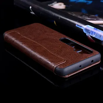 Fall för Xiaomi mi Not 10 CC9 pro Lyxigt läderfodral med stativ Hälften pack lock utan magneter telefon Coque