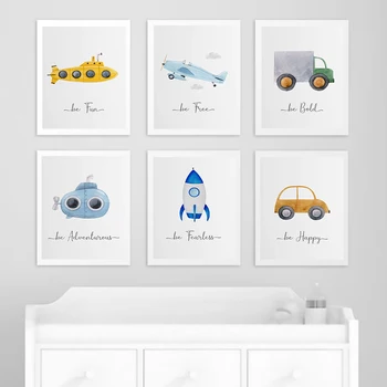 Flygplan Bil Inspirerande Citat Affischen Barnet Förskola Tryck På Duk Wall Art Målning Nordiska Barn Dekoration Bild Baby Room Decor