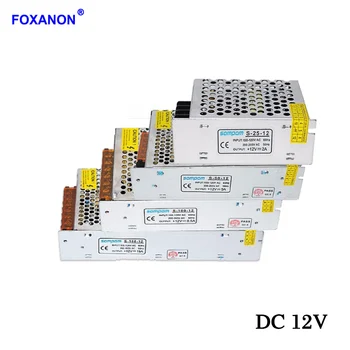 Foxanon AC110V-220V DC 12V Belysning Transformatorer 2A 3.2 EN 5A 8.5 EN 10A 15A 20A 30A Byta Adapter Driver Power Supply LED-Strip