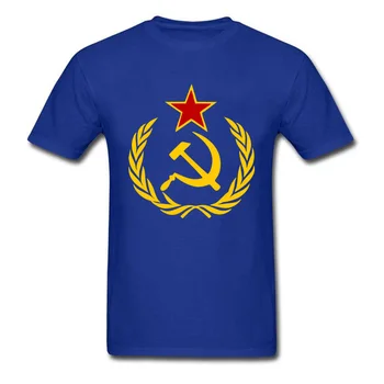 Fri Frakt ryska CCCP T-Shirt Internationella Kommunistiska Parti Emblem Män T-Skjorta Rött Guld Pentagram-Symbolen Tshirt Lös