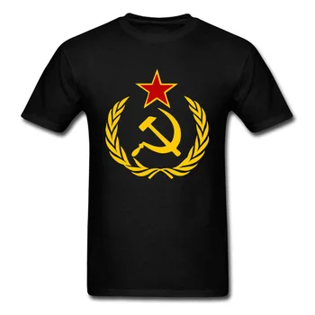 Fri Frakt ryska CCCP T-Shirt Internationella Kommunistiska Parti Emblem Män T-Skjorta Rött Guld Pentagram-Symbolen Tshirt Lös