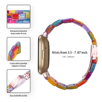 För Fitbit versa3 / Fitbit känsla Klocka Armband 17 Färger Rainbow Lyx Ersättning Harts Armband Bandet Rem 2021 Nya