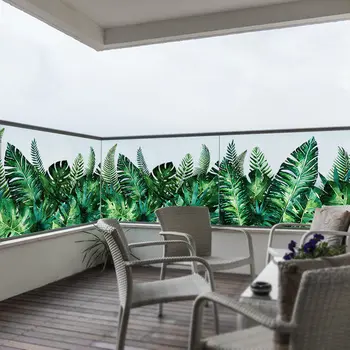 Grön Växt väggdekorationer för Vardagsrum, Sovrum och Balkong Dörren Dekal Vattentät Självhäftande 3D-Fönster Klistermärken Golvlist Vägg Papper