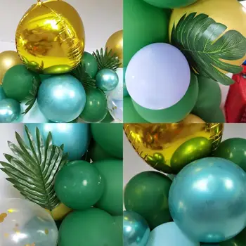 Gröna latex ballong kedja skog djur tema fest kalas jungle party