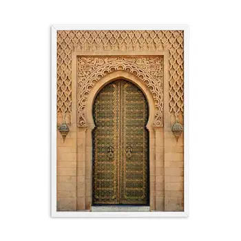 Guld Marocko Dörren Konsttryck Hem Dekorativa Bilder Arkitektur Affischer Wall Art Canvas Att Måla Bilden För Vardagsrummet