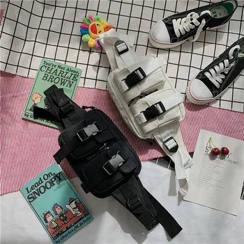 Harajuku Street Style Midja Väska, Midjeväska Hip Hop Bag Axelremsväska Stor Kapacitet Duk Crossbody Pack Midja Pack