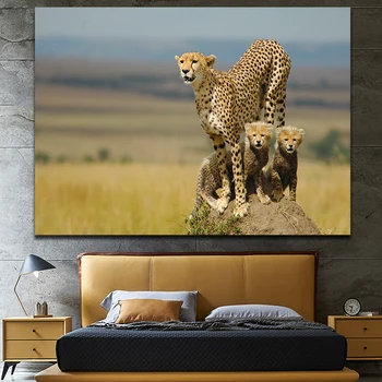 HD Tryckt Cheetah Djur Duk Affisch Målning Vägg Konst Bilder Affisch och Skriver Cuadros Konstverk för vardagsrum heminredning